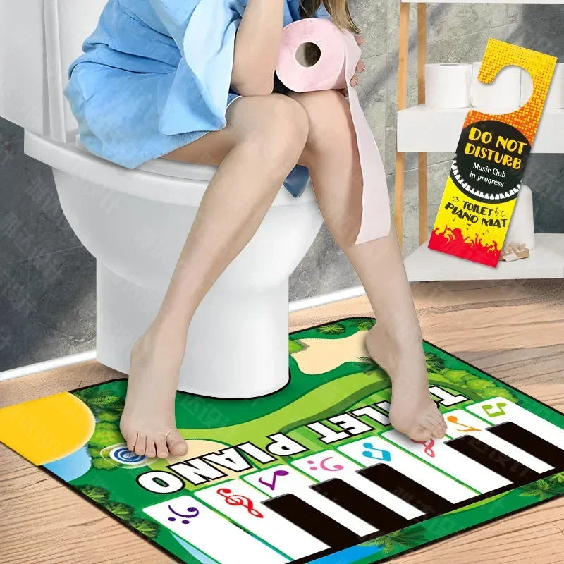 Adult electronic piano toilet mat with green jungle background and keyboard design on Tampa Home & Garden Store