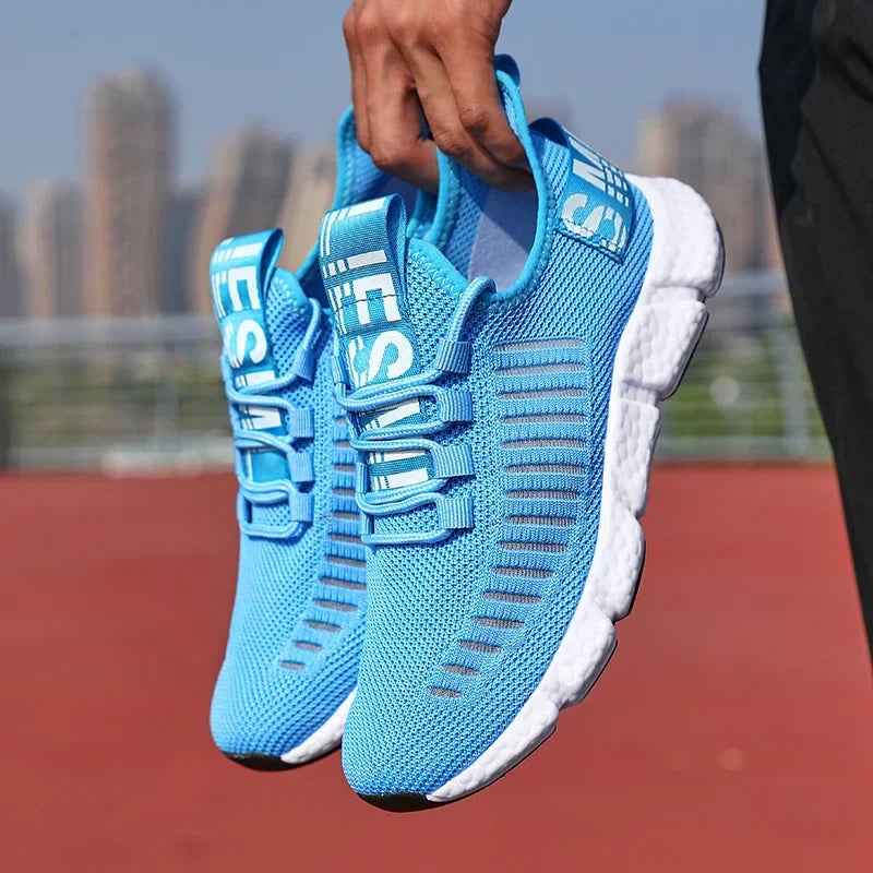 EstaliosFit training sneakers, blue breathable mesh upper with white sole, athletic shoes pair on Tampa Home & Garden Store