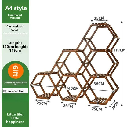 Solid Wood Plant Stand for Garden and Patio