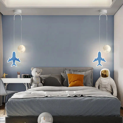 Decorbites Kids Star Moon Pendant Lamps in blue, pair, remote dimming for kids' room on Tampa Home & Garden Store