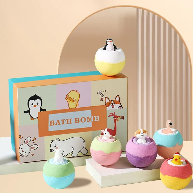 Bath bombs for kids 6-pack pastel rainbow spheres with surprise toys inside by Silcy Skin on Tampa Home & Garden Store