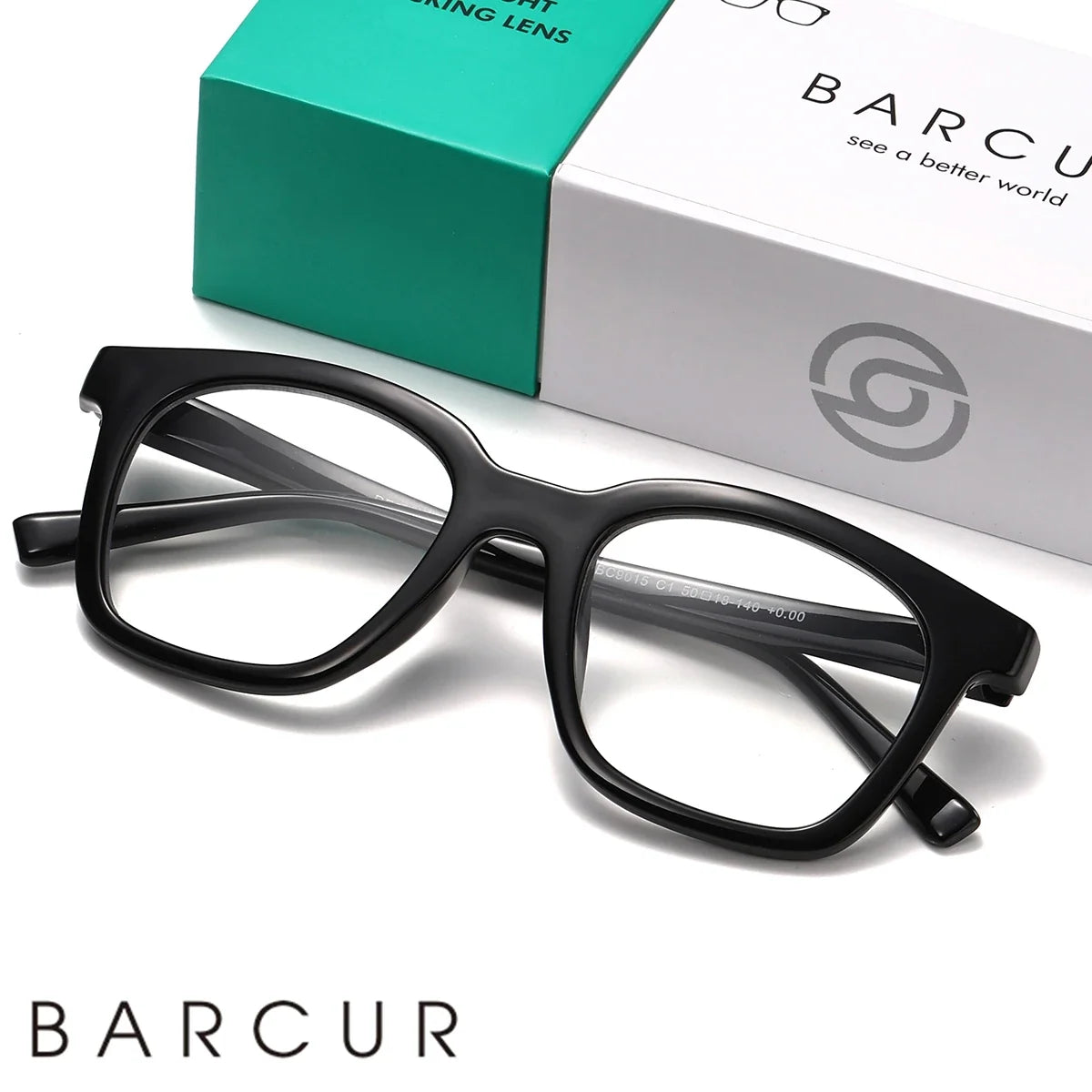 BARCUR black rectangular reading glasses with transparent acrylic lenses on Tampa Home & Garden Store