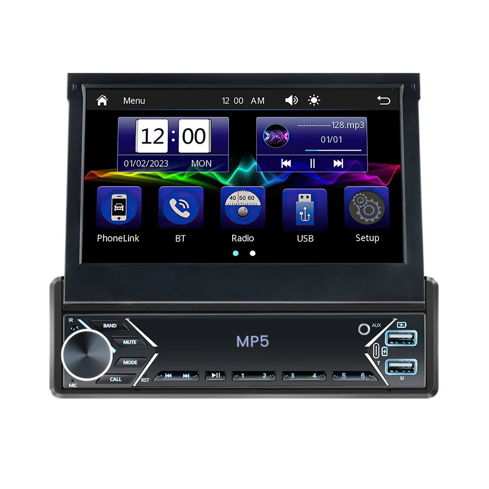 1-DIN 7 retractable car stereo MP5 with CarPlay touchscreen, black finish by UpTrend Deals on Tampa Home & Garden Store
