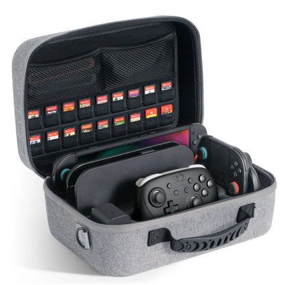 FLIPSTYLEZLLC Switch 2 travel case hard-shell with gray fabric and cartridge slots on Tampa Home & Garden Store
