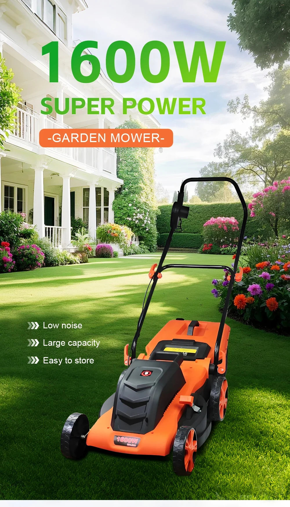 Handheld electric weeder and lawn trimmer, cordless brushless garden tool in orange and black on Tampa Home & Garden Store