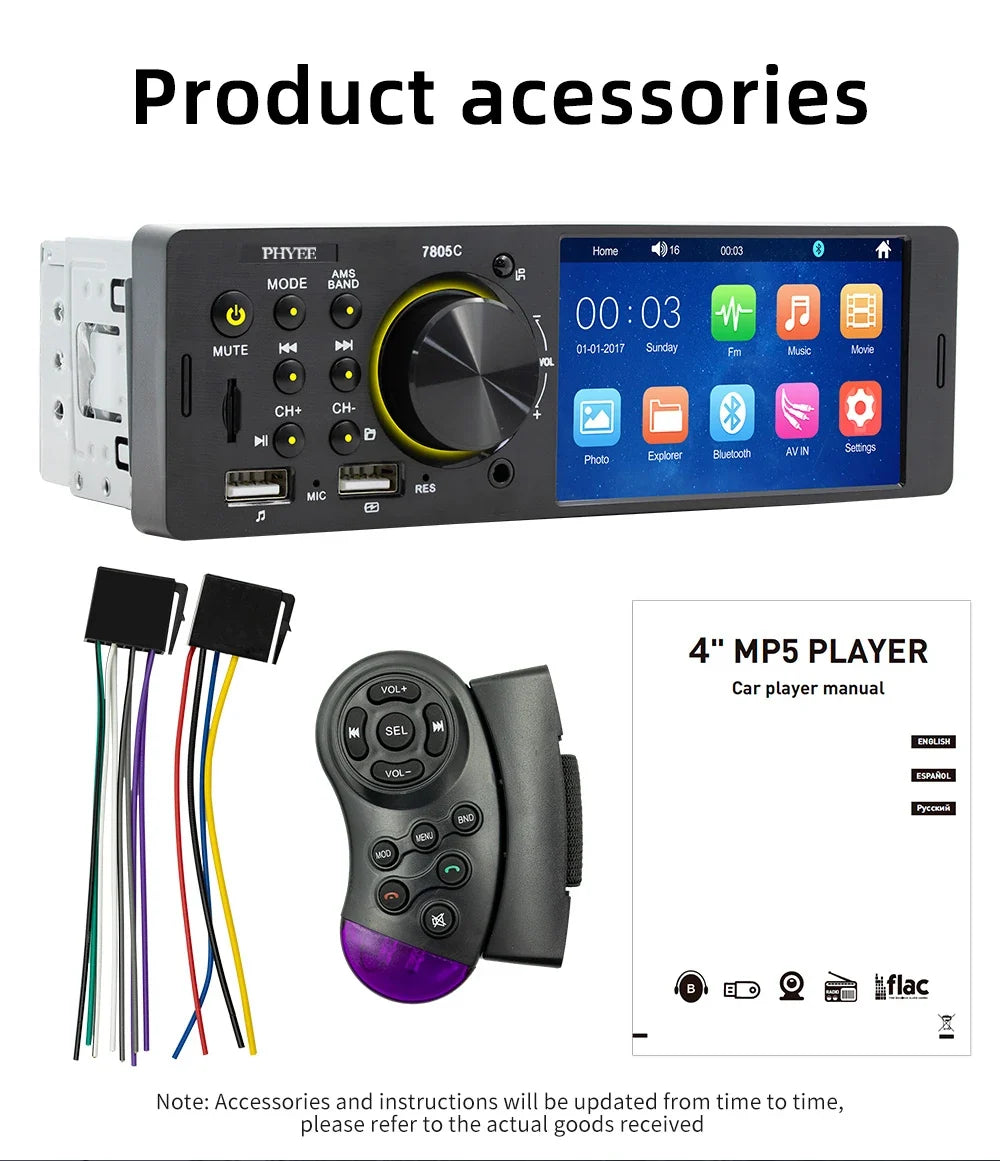 7-inch Touch Screen Car Radio MP5 Bluetooth USB car stereo kit with wiring harnesses on Tampa Home & Garden Store
