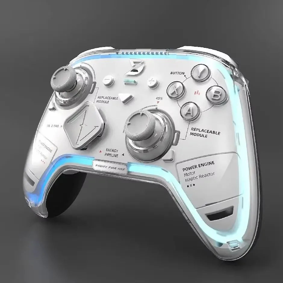 ZD Ultimate Legend modular game controller white translucent shell with RGB glow on Tampa Home & Garden Store