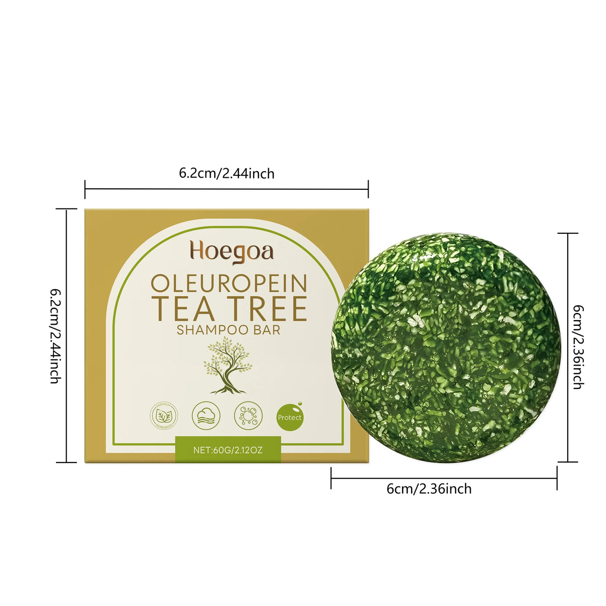 Silcy Skin Tea Tree Shampoo Bar packaging with Oleuropein label and two green spheres on Tampa Home & Garden Store