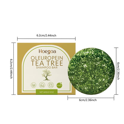 Silcy Skin Tea Tree Shampoo Bar packaging with Oleuropein label and two green spheres on Tampa Home & Garden Store