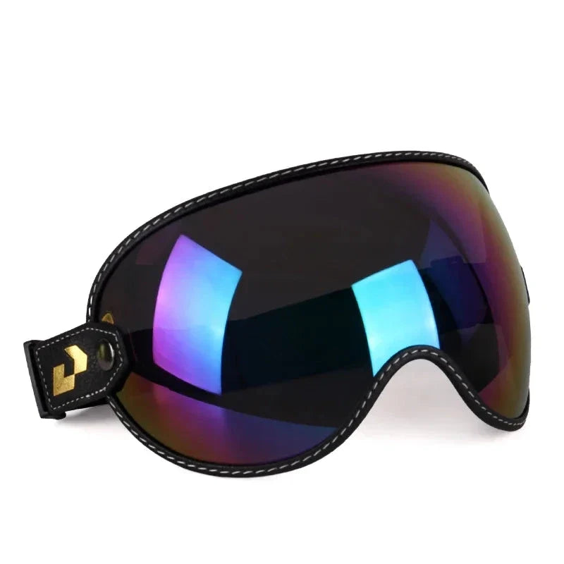 AeroShield Motorcycle Goggles by BikerZoneZ with mirrored lenses and black stitched frame on Tampa Home & Garden Store