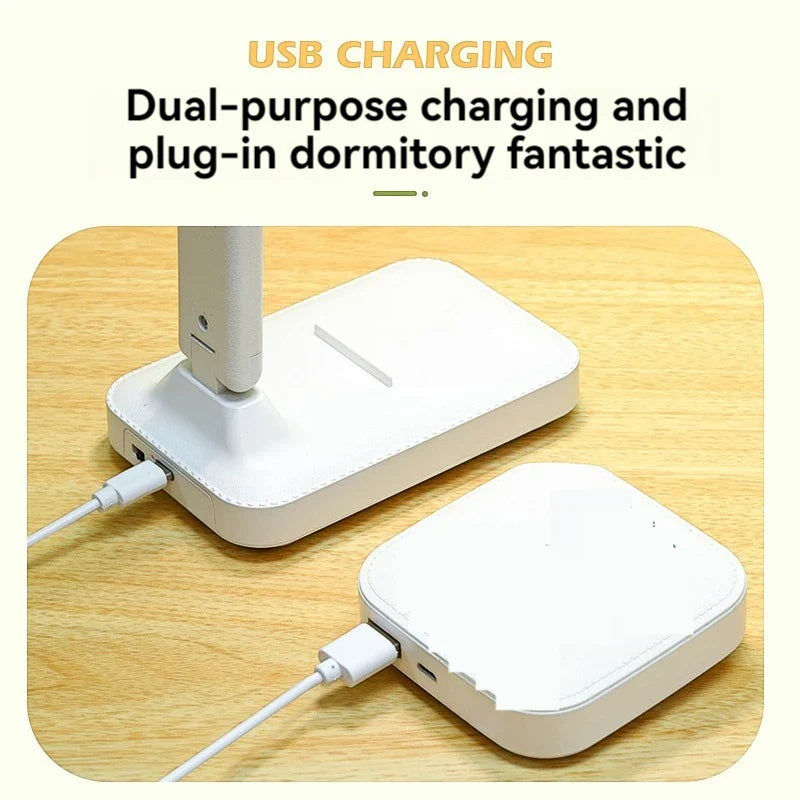 Dual Head LED Desk Lamp | USB Rechargeable Foldable Dimmable Study Reading Light