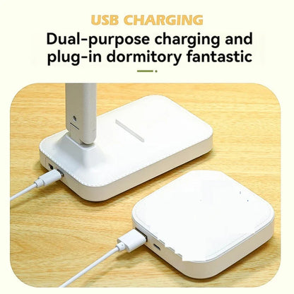 Dual Head LED Desk Lamp | USB Rechargeable Foldable Dimmable Study Reading Light