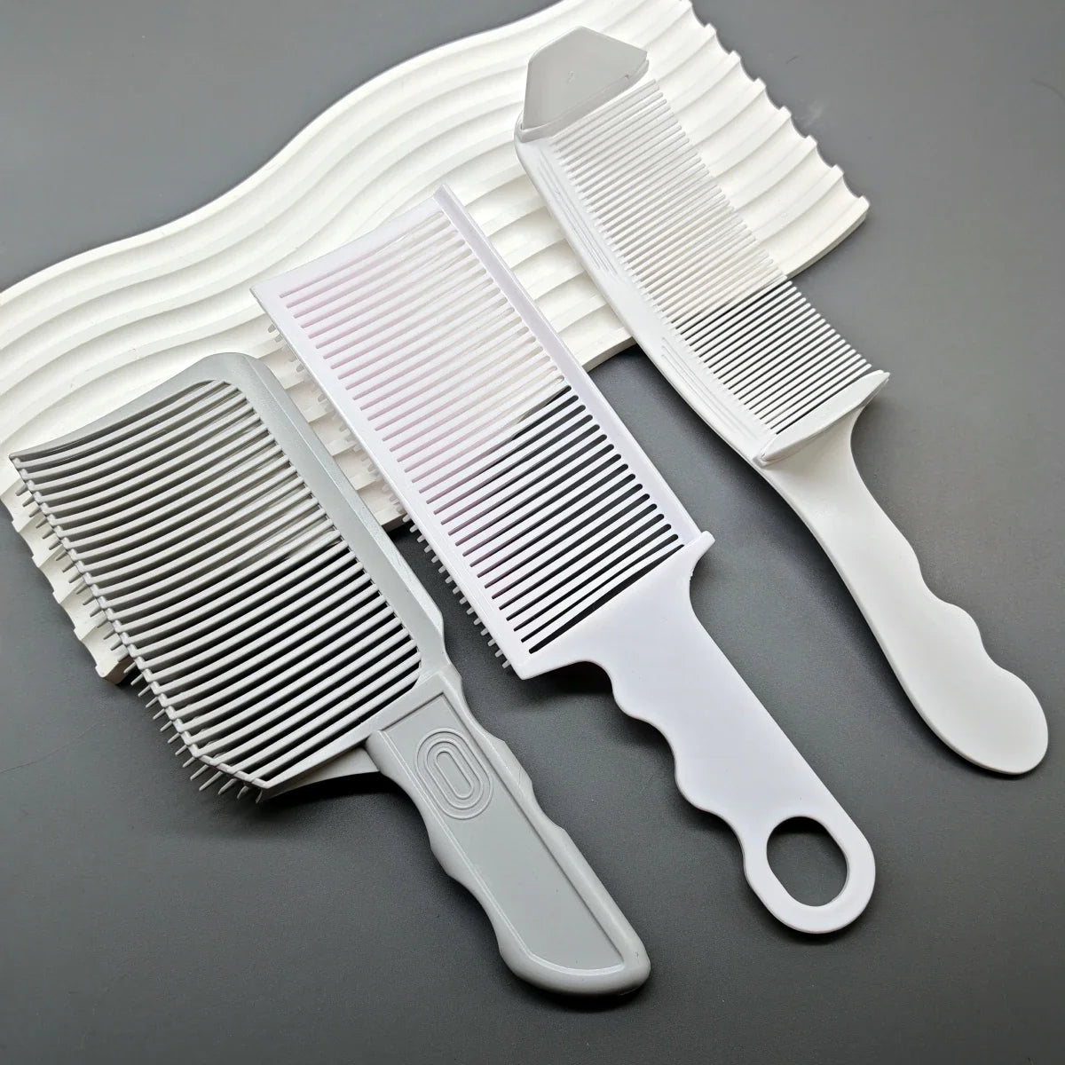 3pc Silcy Skin barber comb kit with flat top fading combs white/gray plastic on Tampa Home & Garden Store