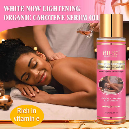 AILKE carotene serum oil bottle with pink label and gold cap beside spa massage on Tampa Home & Garden Store