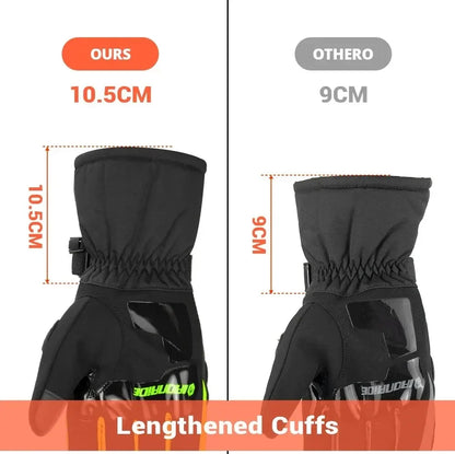 Motorcycle gloves by BikerZoneZ, waterproof windproof anti-slip, black lengthened cuffs on Tampa Home & Garden Store