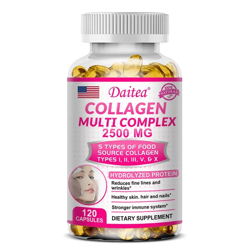 Daitea Collagen Multi Complex 2500 mg hydrolyzed collagen capsules pink label bottle 120 capsules on Tampa Home & Garden Store