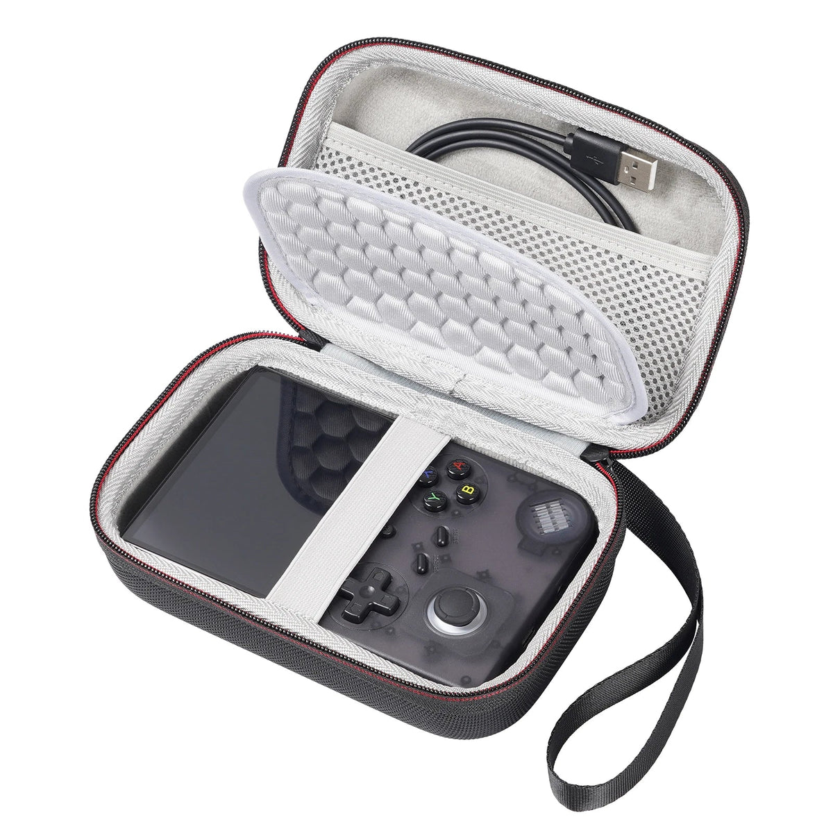 Hard travel case for Anbernic RG40XXV handheld, gray interior with mesh pocket by FLIPSTYLEZLLC on Tampa Home & Garden Store