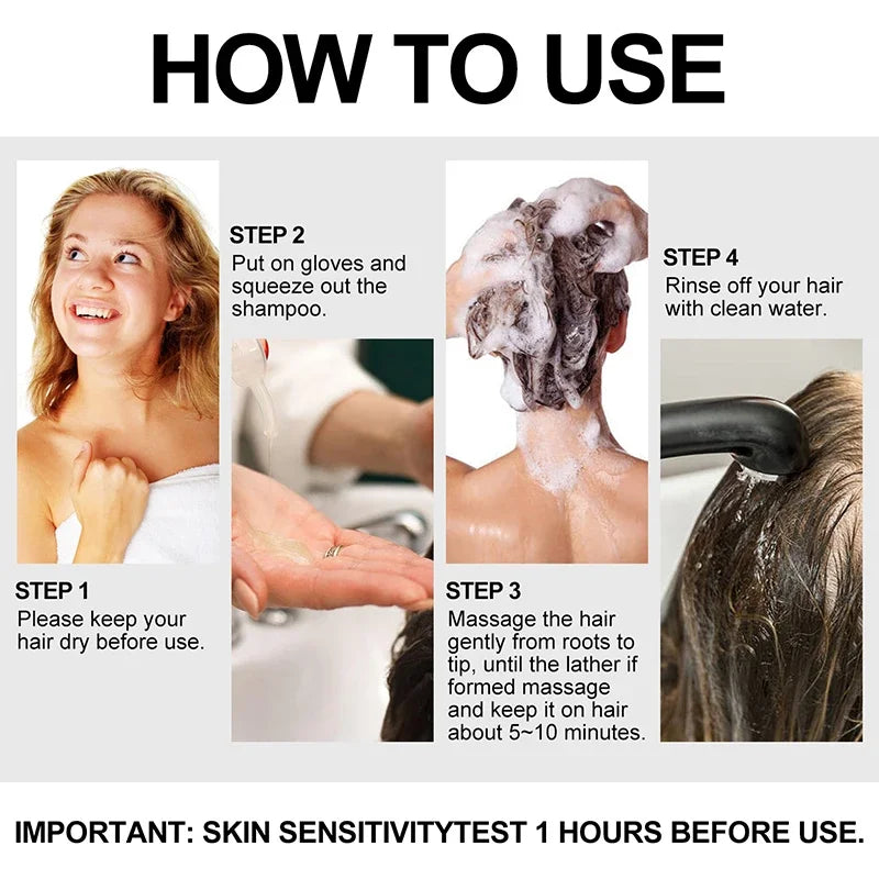 Silcy Skin 3-in-1 Quick Hair Dye Shampoo Natural Black how-to guide with Step visuals on Tampa Home & Garden Store