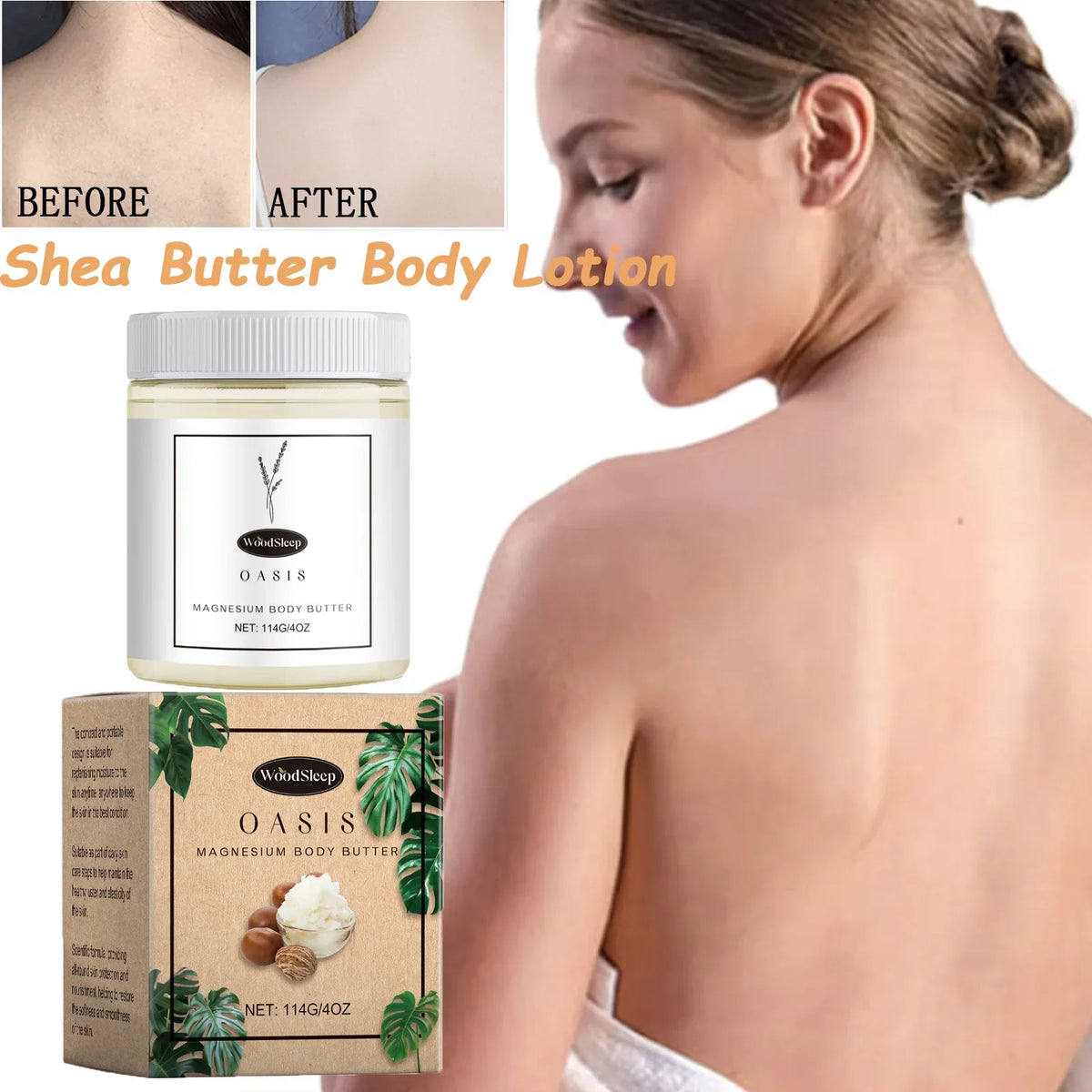 Shea Butter Body Lotion and Oasis Magnesium Body Butter by WoodSleep for nourished skin on Tampa Home & Garden Store