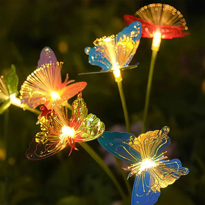 6-head LED Solar Fiber Optic Butterfly Lights Perfecsy with 2 modes for outdoor garden lighting on Tampa Home & Garden Store