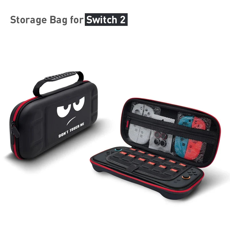 Switch 2 hard shell carrying case by FLIPSTYLEZLLC; black with red zipper pockets on Tampa Home & Garden Store