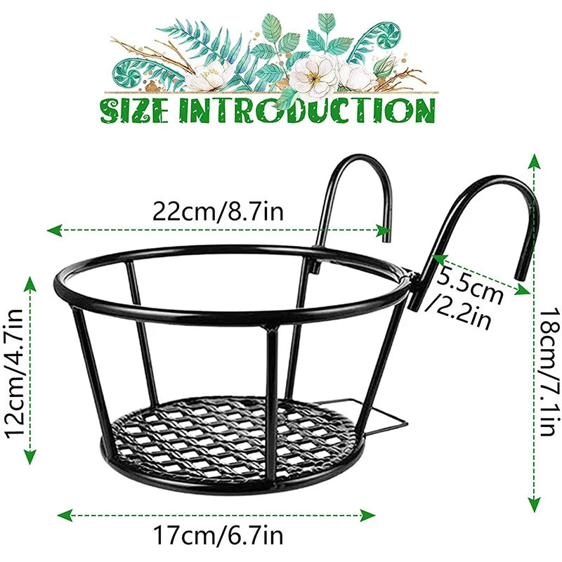 Iron Balcony Hanging Flower Rack And Pot Holder