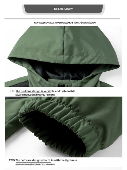 Men windproof hooded jacket green fabric with elastic cuffs on Tampa Home & Garden Store