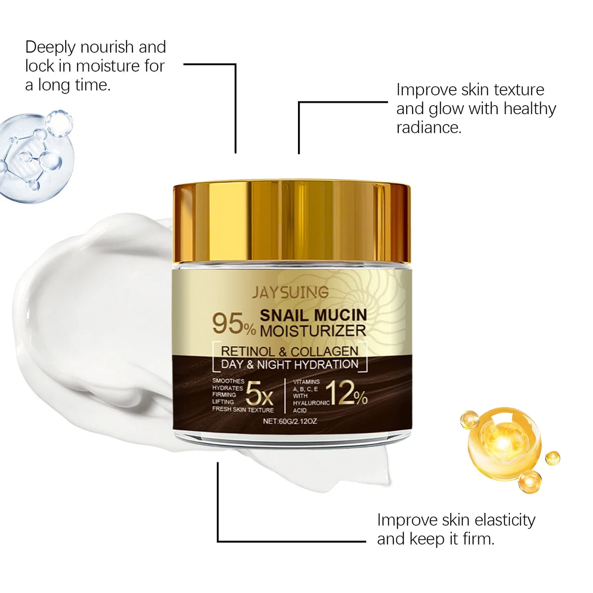 95% Snail Mucin Moisturizer by Silcy Skin with retinol & collagen, day & night hydration on Tampa Home & Garden Store