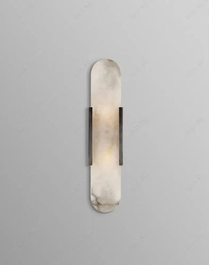 DecorBites Linear Marble Alabaster Pendant Light wall sconce with dark metal brackets on Tampa Home & Garden Store