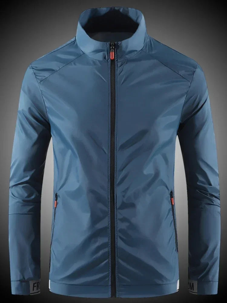 Men Sunscreen Jacket breathable blue waterproof windbreaker with full-zip front pockets on Tampa Home & Garden Store