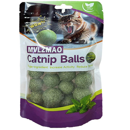 Catnip Balls pack by FLIPSTYLEZLLC, mint-green textured cat toys in a bag, 100% natural on Tampa Home & Garden Store