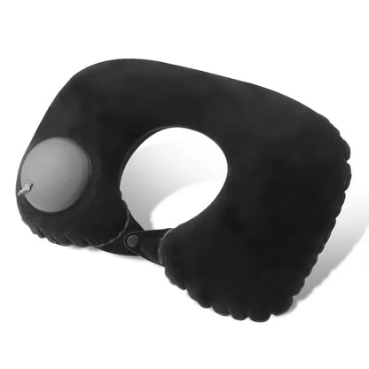 UpTrend Deals black inflatable flocking travel neck pillow, U‑shaped with valve on Tampa Home & Garden Store