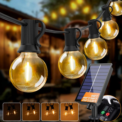 LED G40 Solar String Lights Outdoor Waterproof Shatterproof Hanging Lights