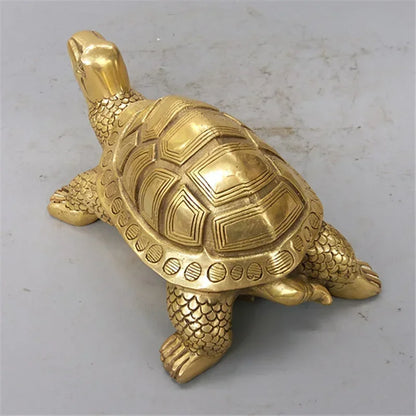 Perfecsy Pure Copper Tortoise Statue gold finish for desk decor on Tampa Home & Garden Store