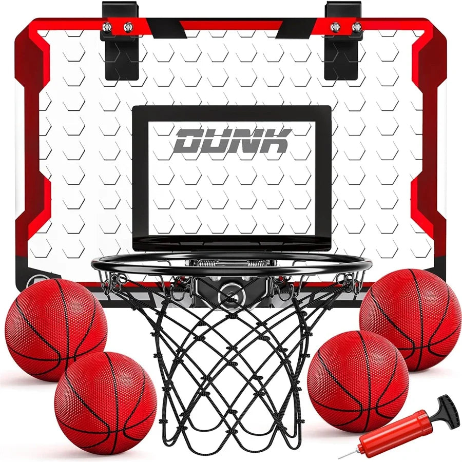 FLIPSTYLEZLLC LED wall-mounted basketball hoop with red backboard, 4 red basketballs and pump on Tampa Home & Garden Store