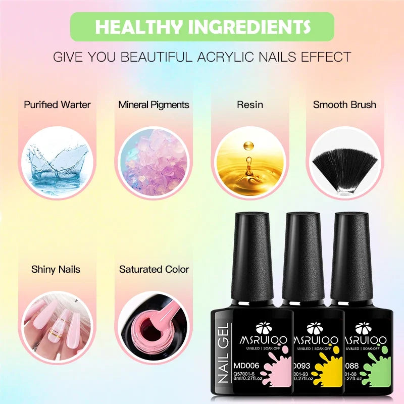 Silcy Skin 6pc nail gel polish set featuring 3 black-cap bottles of all-season UV gel for nails on Tampa Home & Garden Store