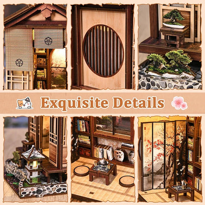 Moss Lamp & Garden DIY wooden bookend 3D puzzle with mossy miniature house decor on Tampa Home & Garden Store