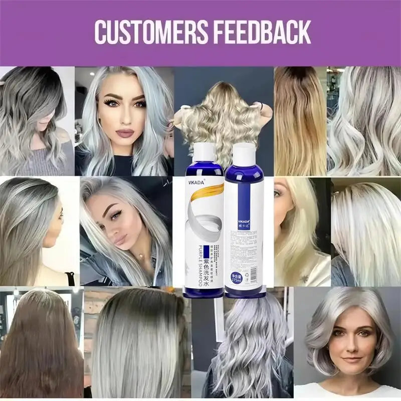 Purple Color Fixing Hair Dye Shampoo for Blonde by Silcy Skin; covers gray and fades yellow after bleach on Tampa Home & Garden Store