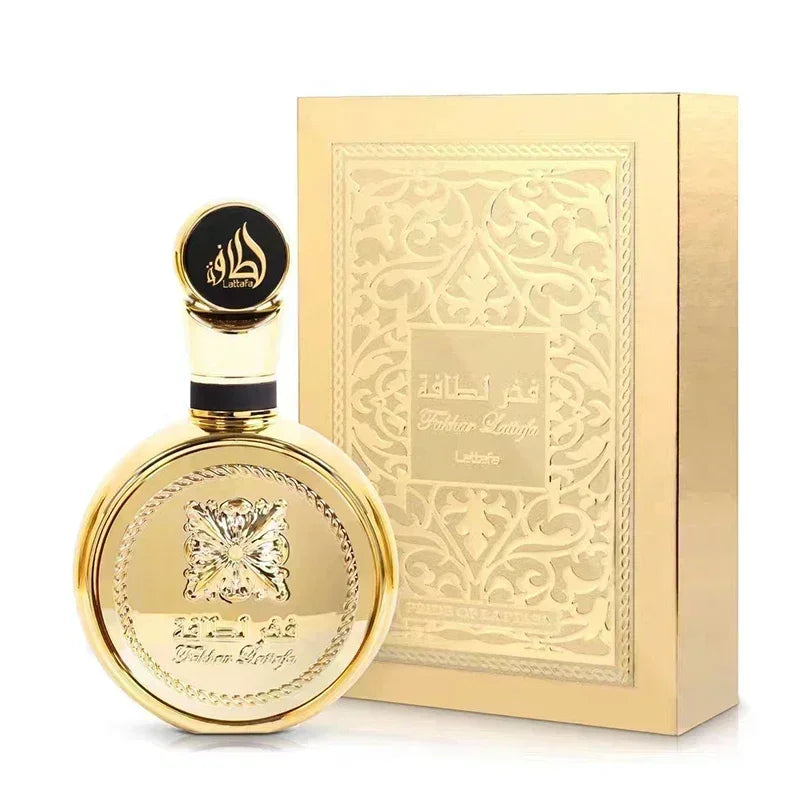 Silcy Skin 100ml luxury perfume bottle with gold finish and ornate floral crest beside gold box on Tampa Home & Garden Store