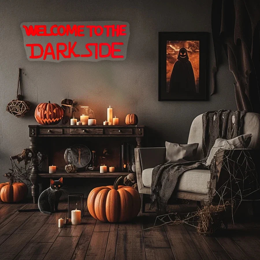 Welcome To The Dark Side neon sign by Perfecsy, red USB-powered LED decor on Tampa Home & Garden Store