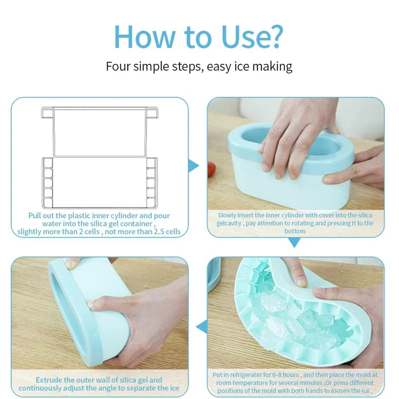 Portable Round Silicone Ice Bucket and Mold