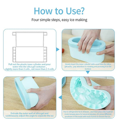 Portable Round Silicone Ice Bucket and Mold