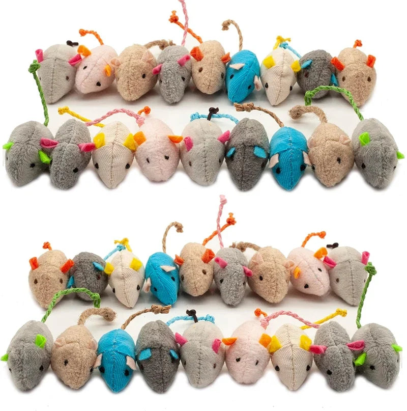 Rattle cat mouse toys set—plush faux fur mice with catnip, interactive toys by FLIPSTYLEZLLC on Tampa Home & Garden Store