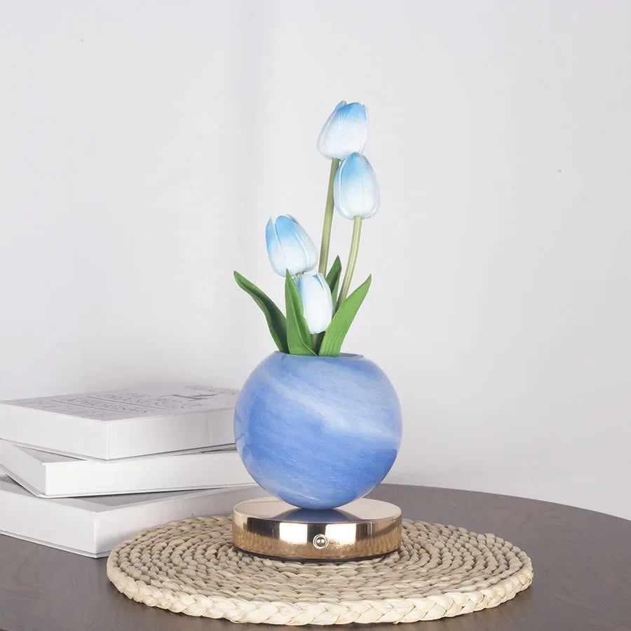 Tuliora | LED Tulip Night Light with Planet Bouquet Bedroom Ambient Decor