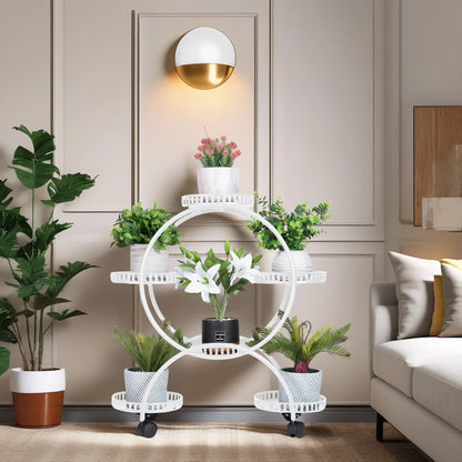 Heavy Metal Plant Stand With Lockable Wheels