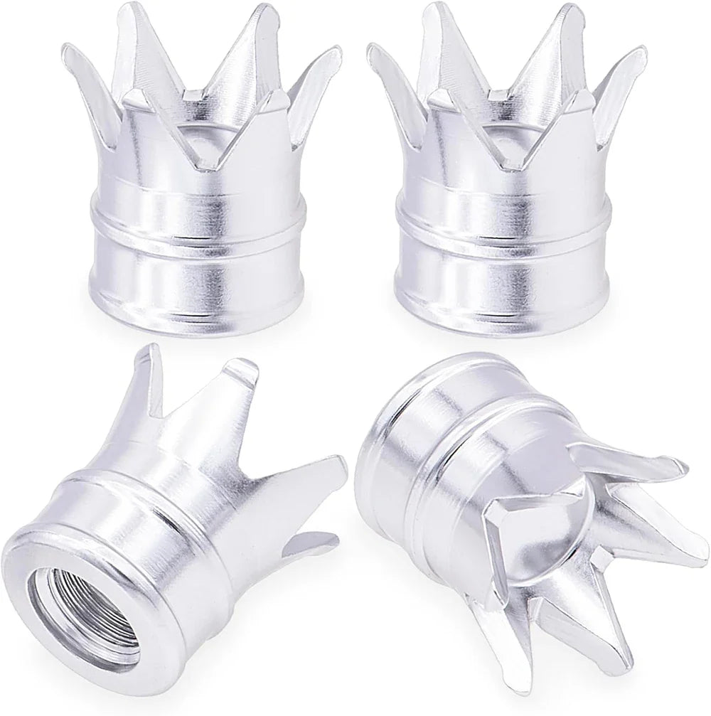 Crown valve stem caps 4-pack, chrome metal by BikerZoneZ on Tampa Home & Garden Store