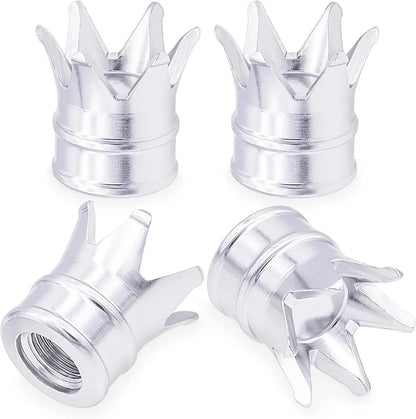 Crown valve stem caps 4-pack, chrome metal by BikerZoneZ on Tampa Home & Garden Store