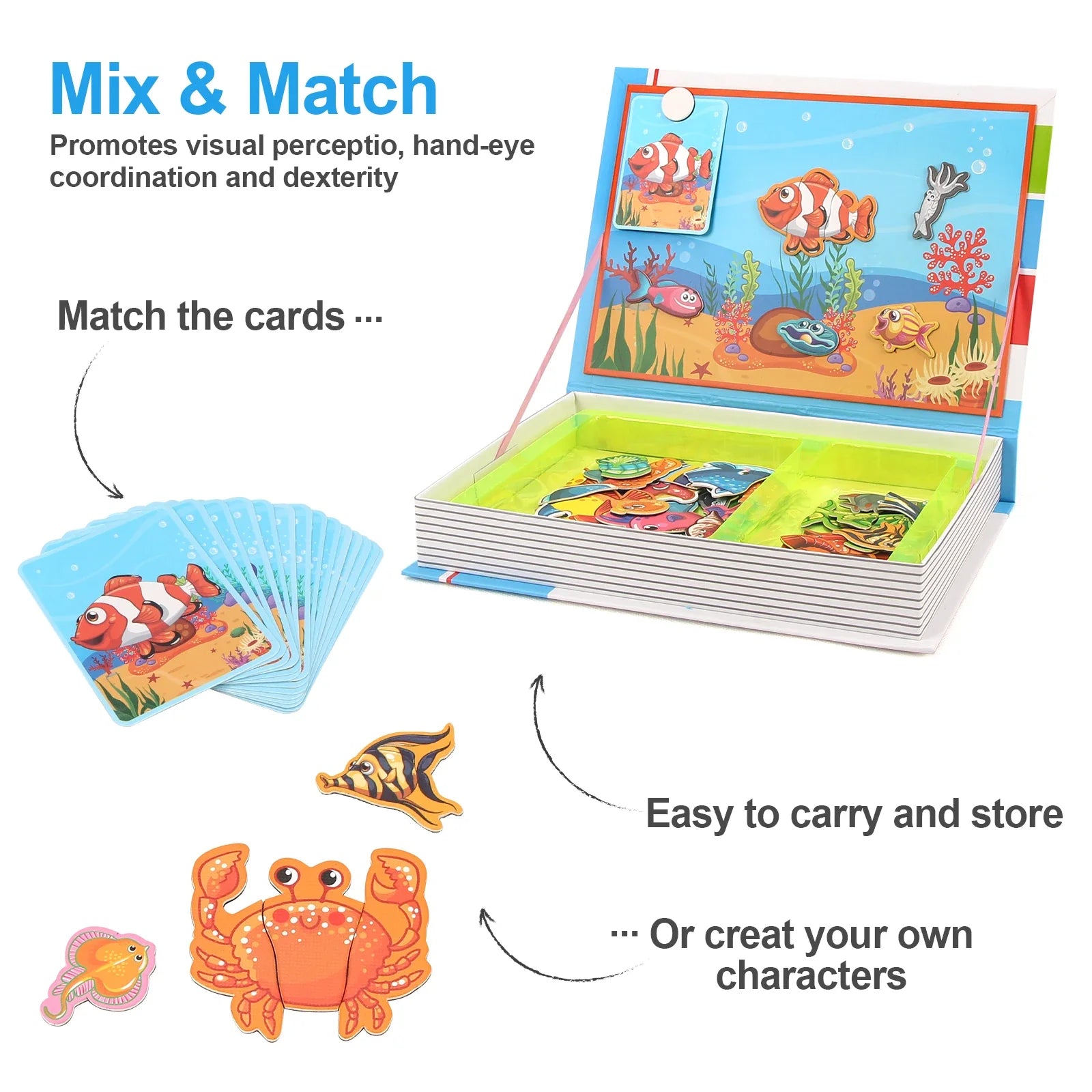 Kids intelligent 3D magnetic puzzle book with ocean cards and sea creatures, easy to carry on Tampa Home & Garden Store