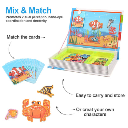 Kids intelligent 3D magnetic puzzle book with ocean cards and sea creatures, easy to carry on Tampa Home & Garden Store