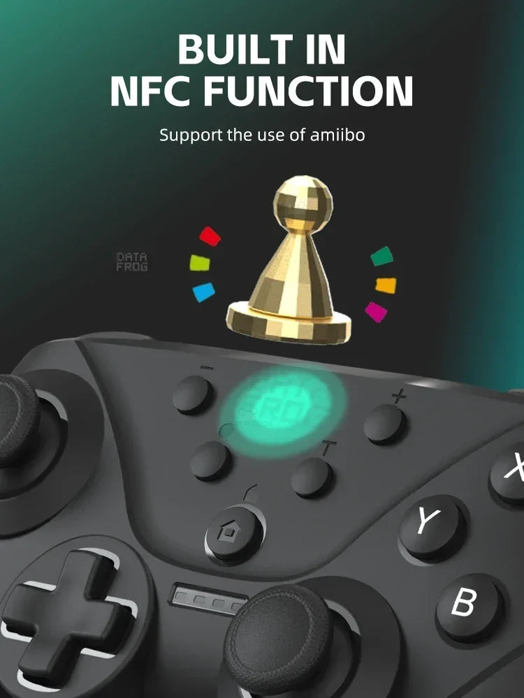 DATA FROG ergonomic wireless gamepad with NFC for amiibo on Switch, black controller on Tampa Home & Garden Store